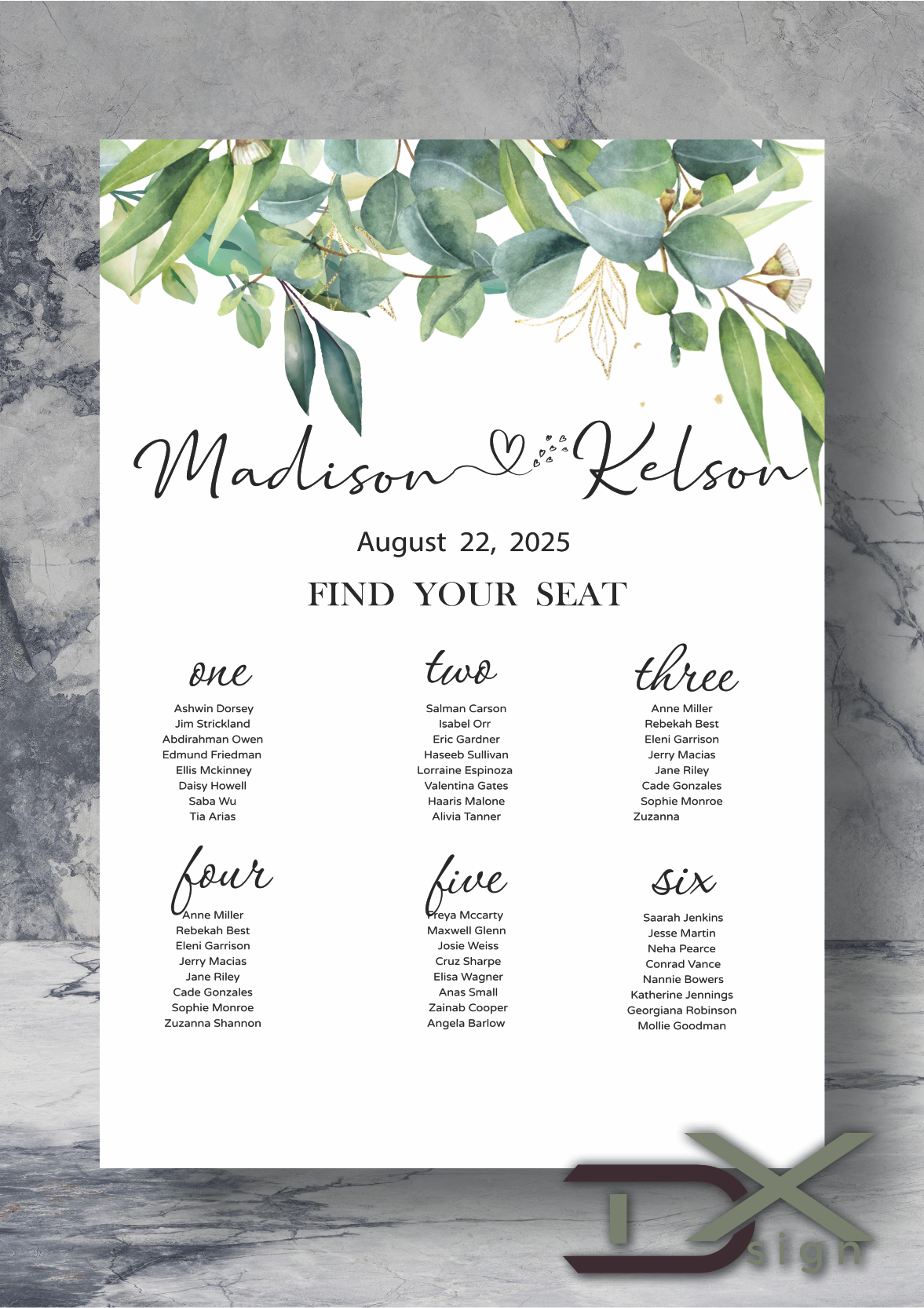 Wedding Seating Chart Sign A1
